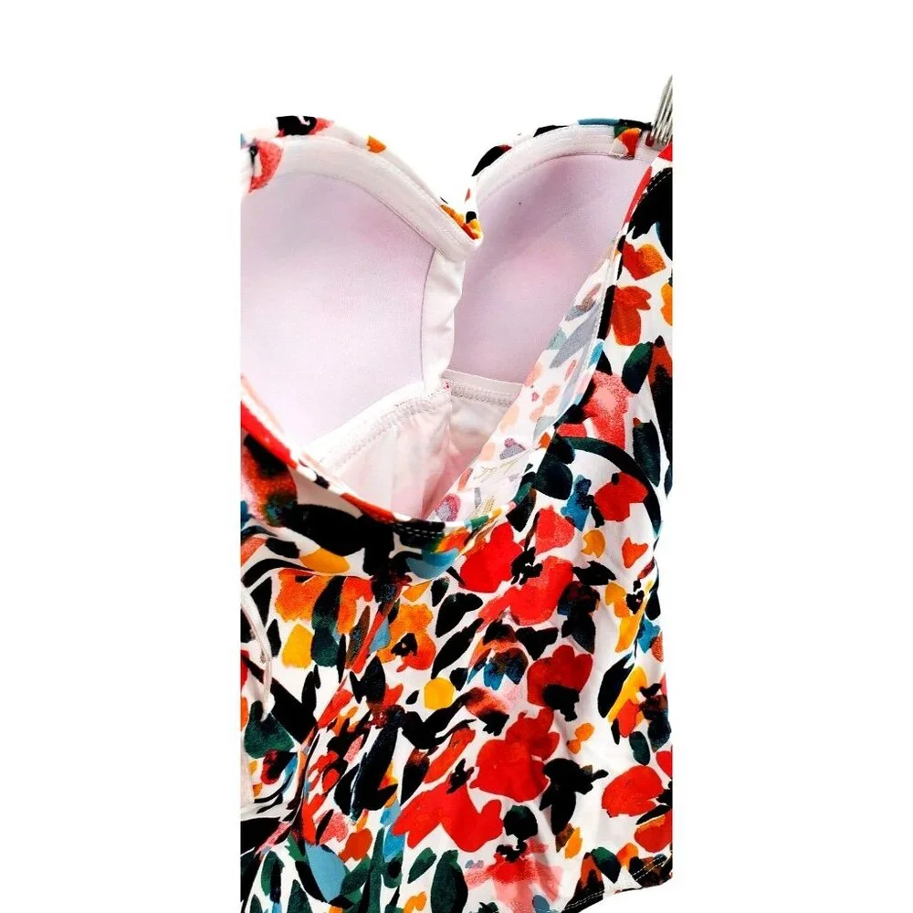 Anne Cole XS Tankini Top Twist Sweetheart Swim Bikini Removable Halter Swimwear